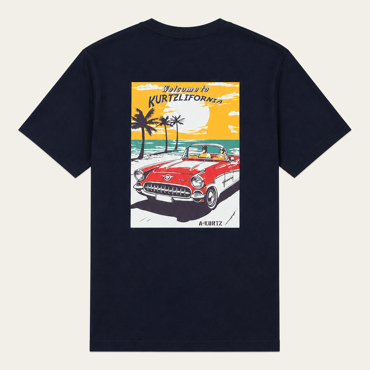 T-shirt z nadrukiem plażowym – tył |color:black