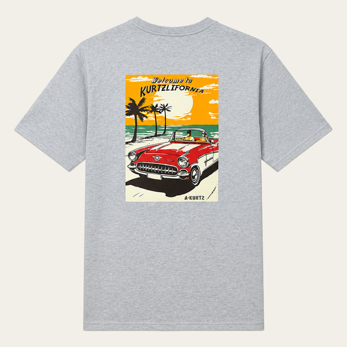 T-shirt z nadrukiem plażowym – tył |color:granite heather