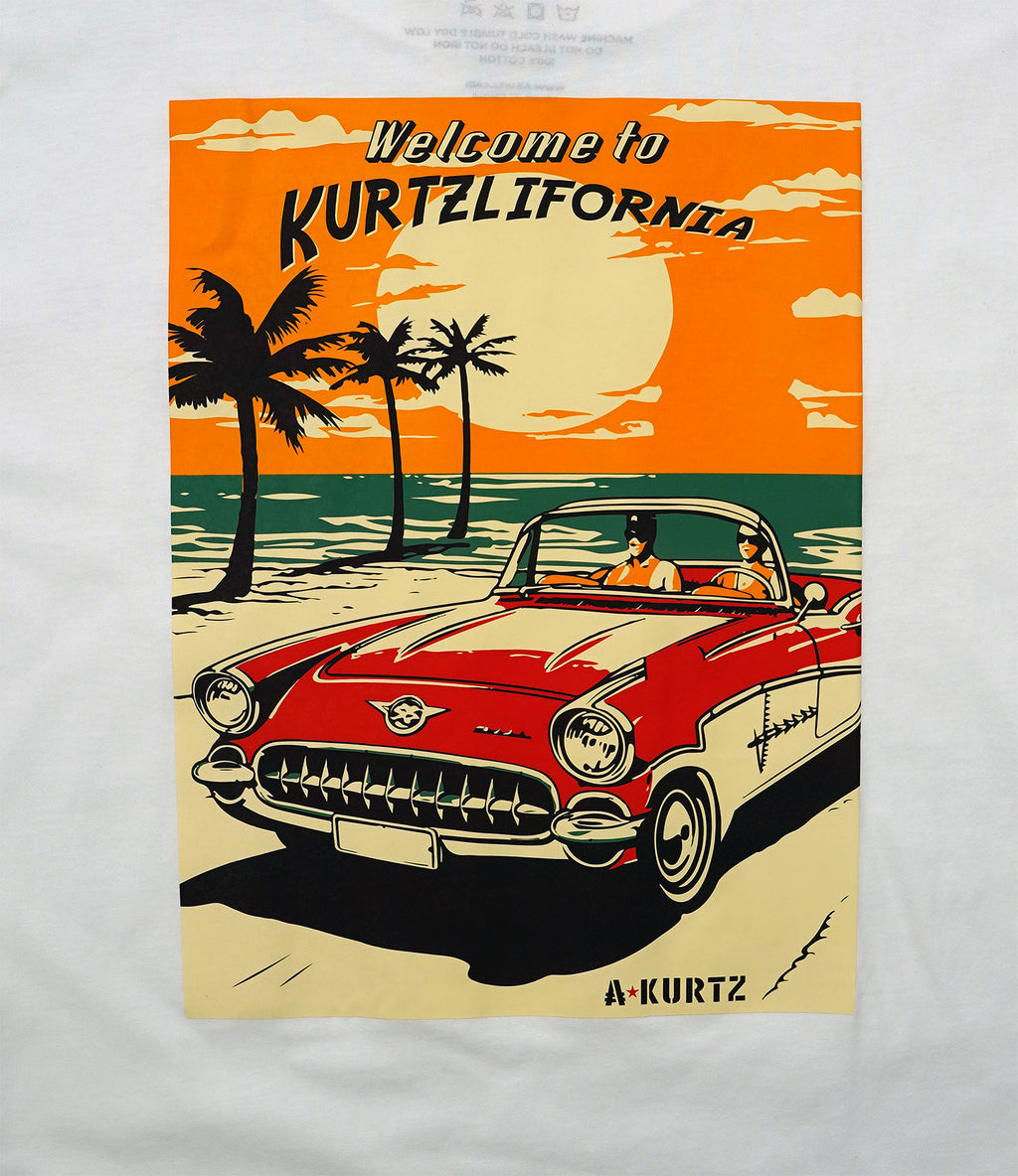 T-shirt z nadrukiem plażowym |color:white