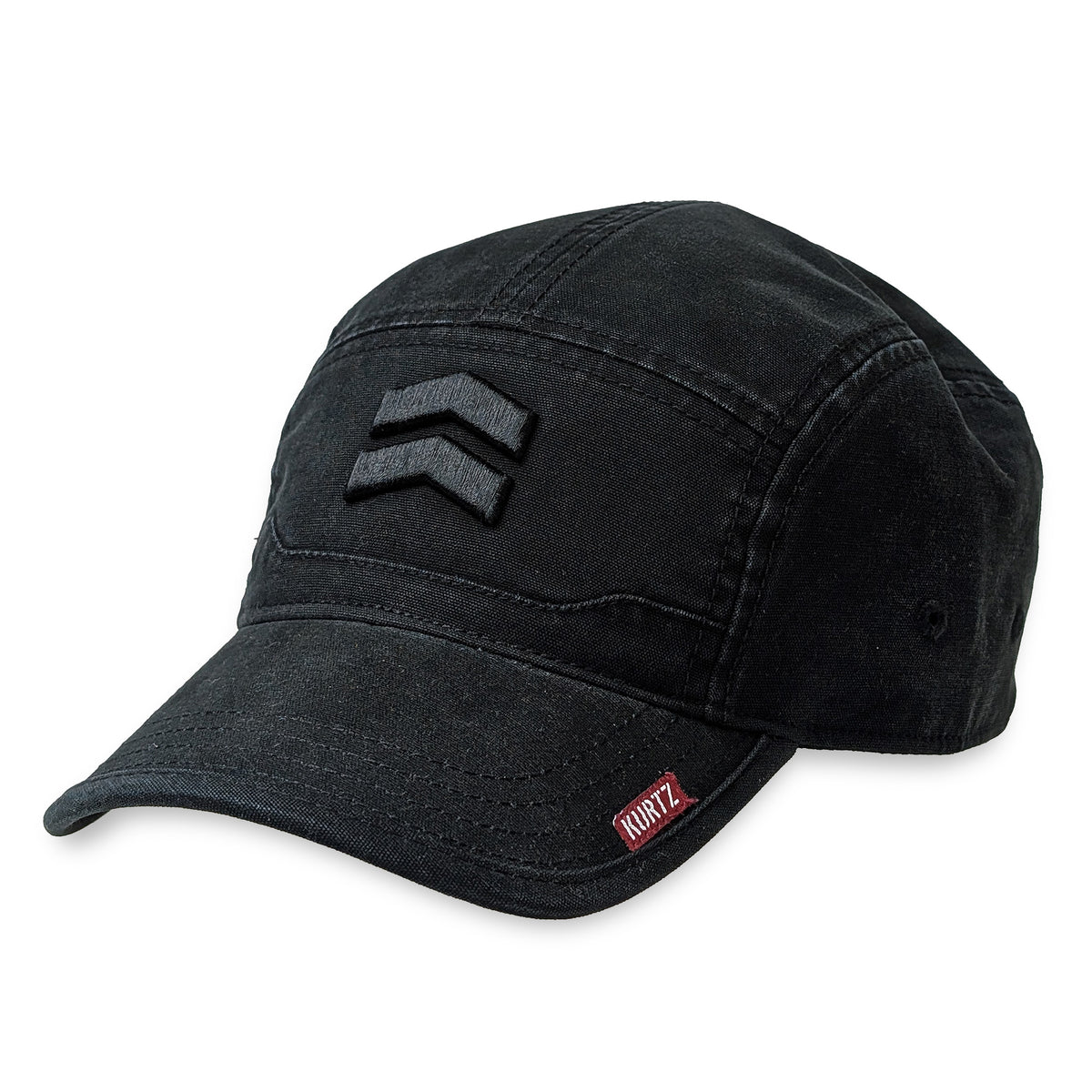 Black Five Panel Camp Cap |color:Black