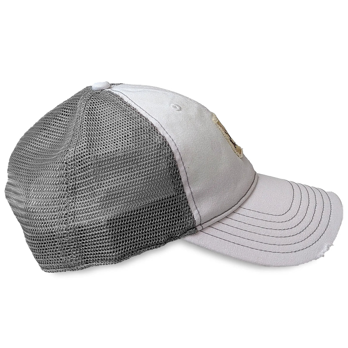 Distressed Baseball Cap - White - Right - Tad |color:White/Grey