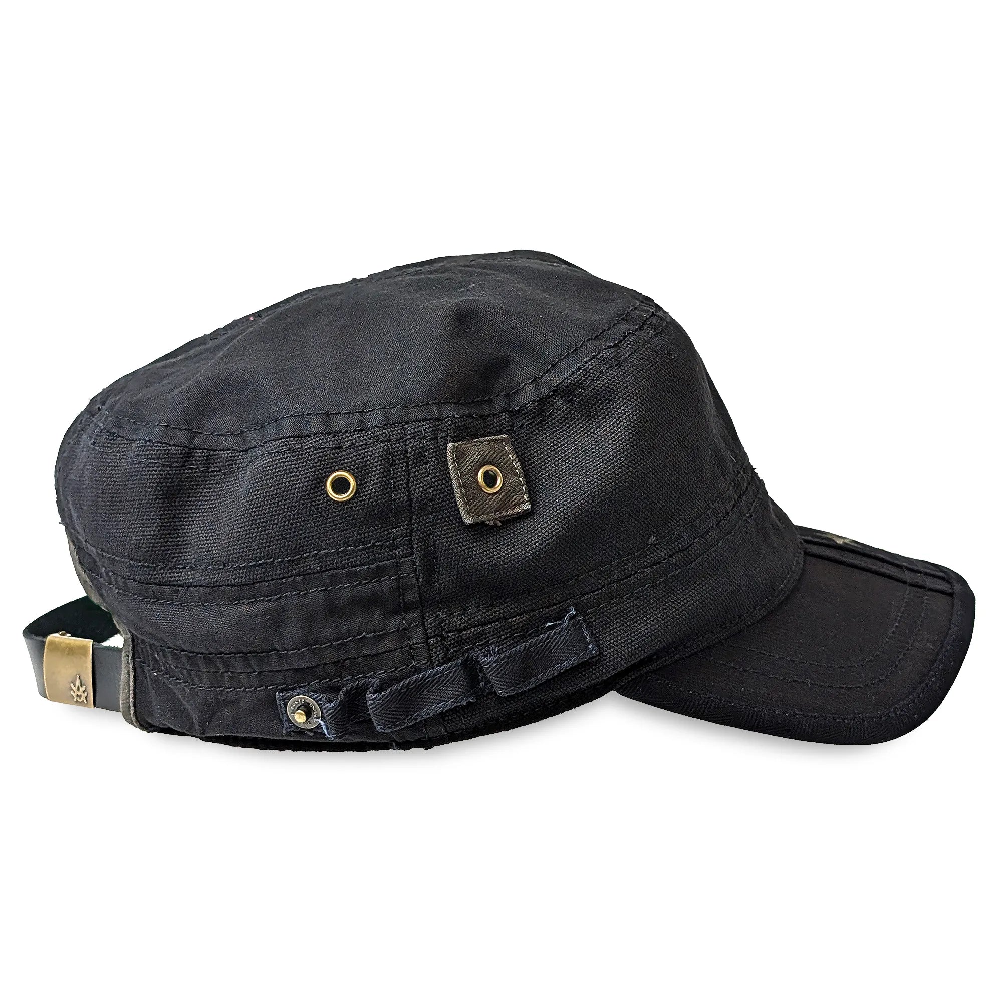 Military Style Hat - Black - Right