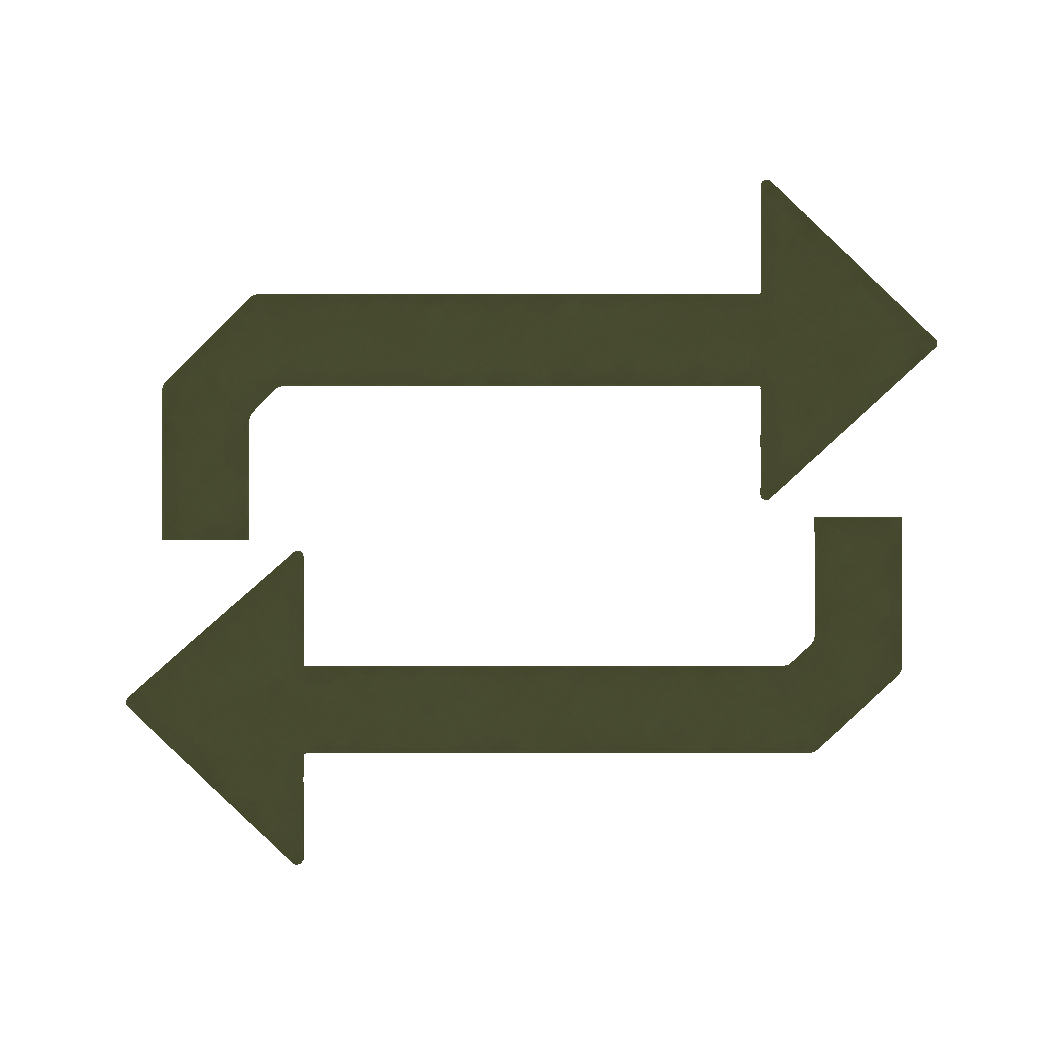 Returns icon showing two olive green arrows