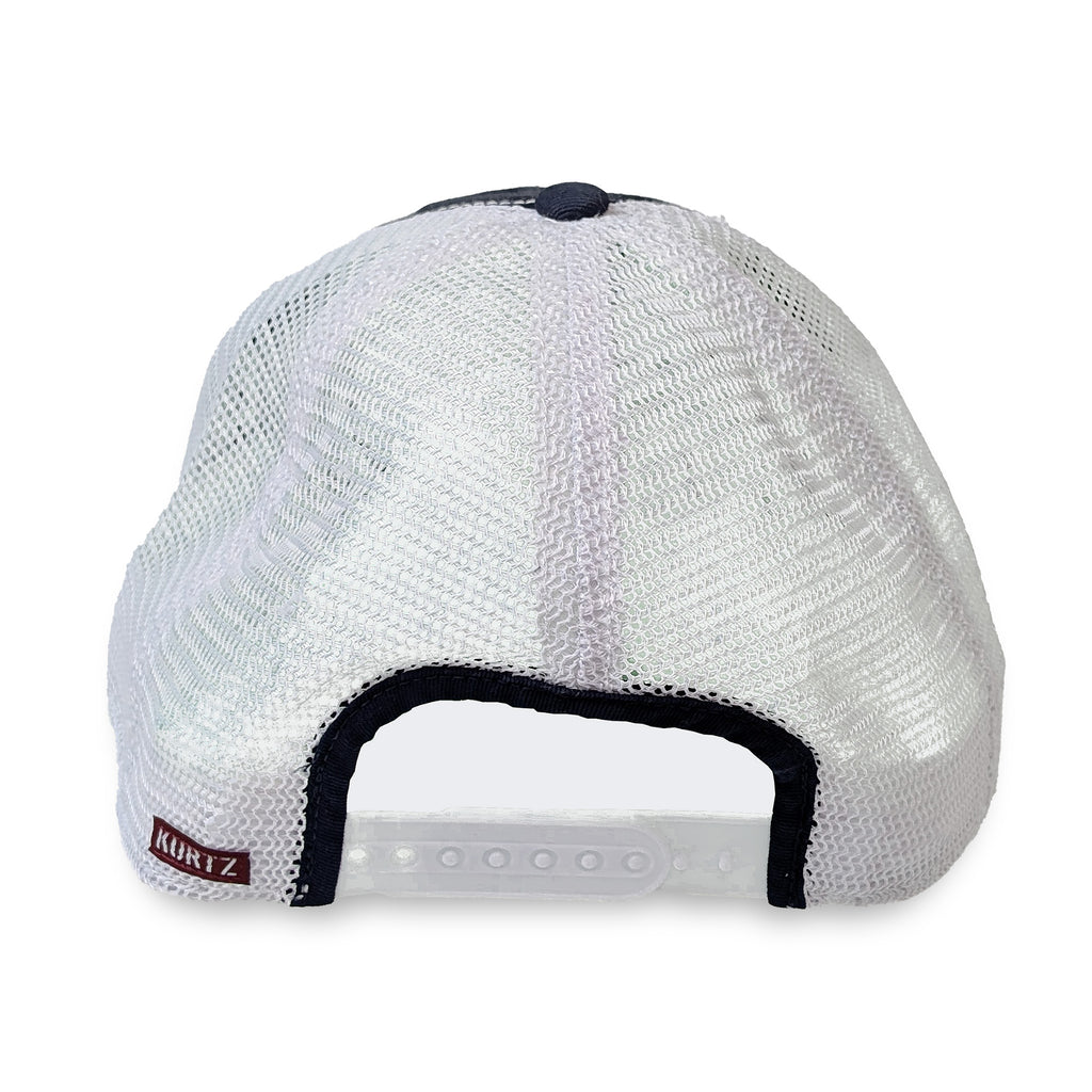 Snapback Baseball Cap - Navy - Back - Tad |color:Navy/White
