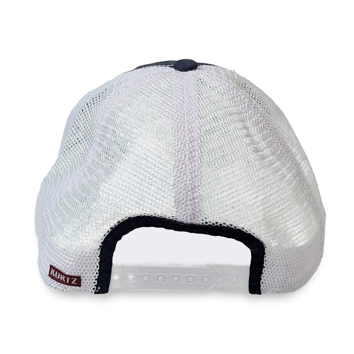 Snapback Baseball Cap - Navy - Back - Tad |color:Navy/White