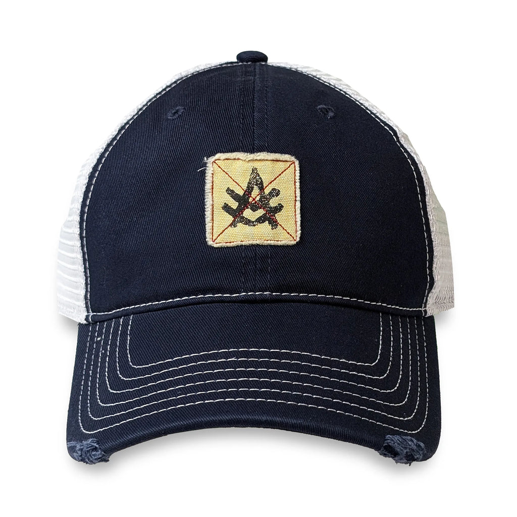 Snapback Baseball Cap - Navy - Front - Tad |color:Navy/White