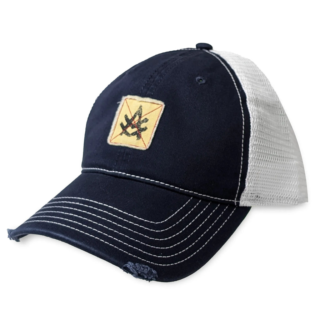 Snapback Baseball Cap - Navy - Front Left  - Tad |color:Navy/White