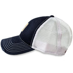 Snapback Baseball Cap - Navy - Left - Tad |color:Navy/White