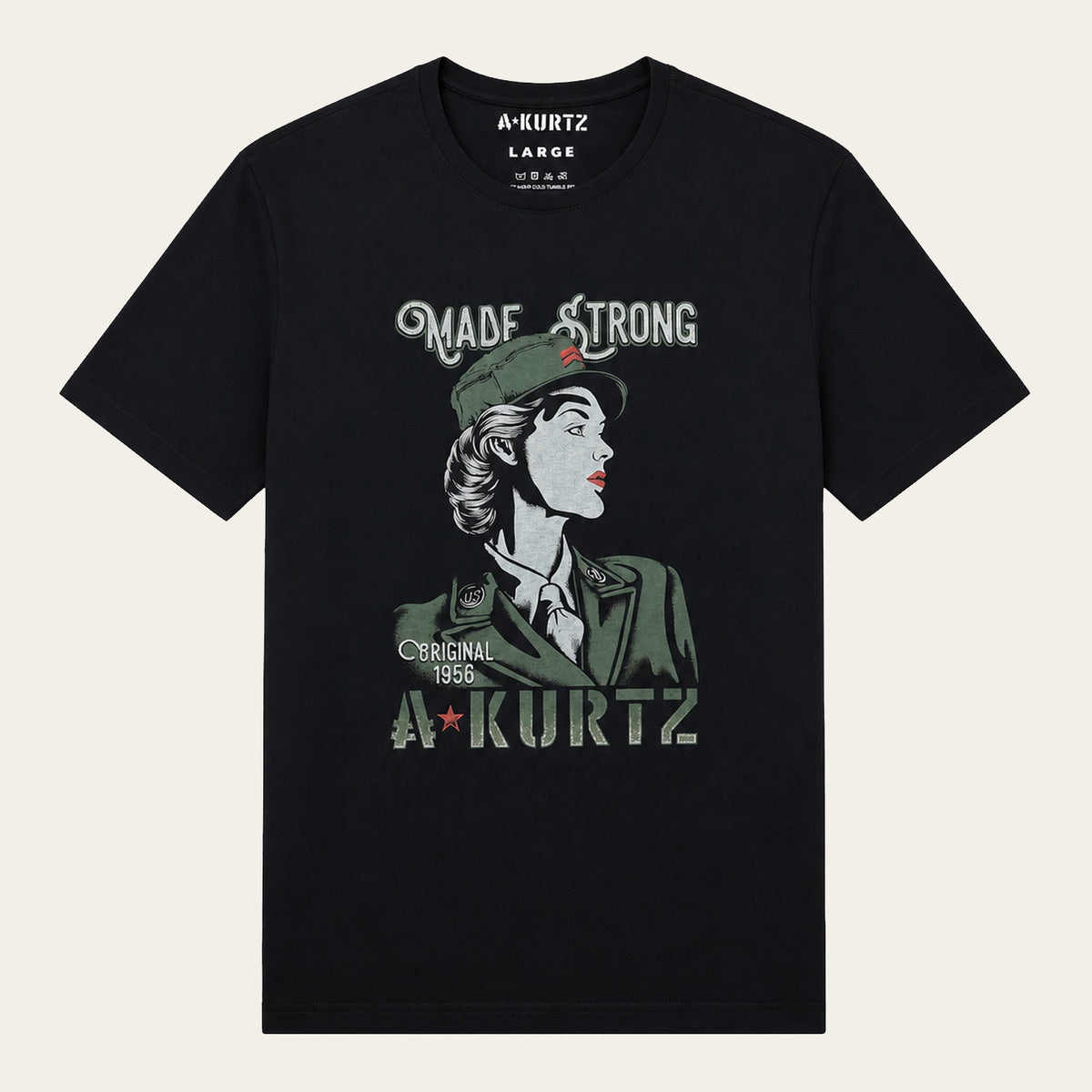 T-shirt vintage z nadrukiem – czarny – przód | color:black