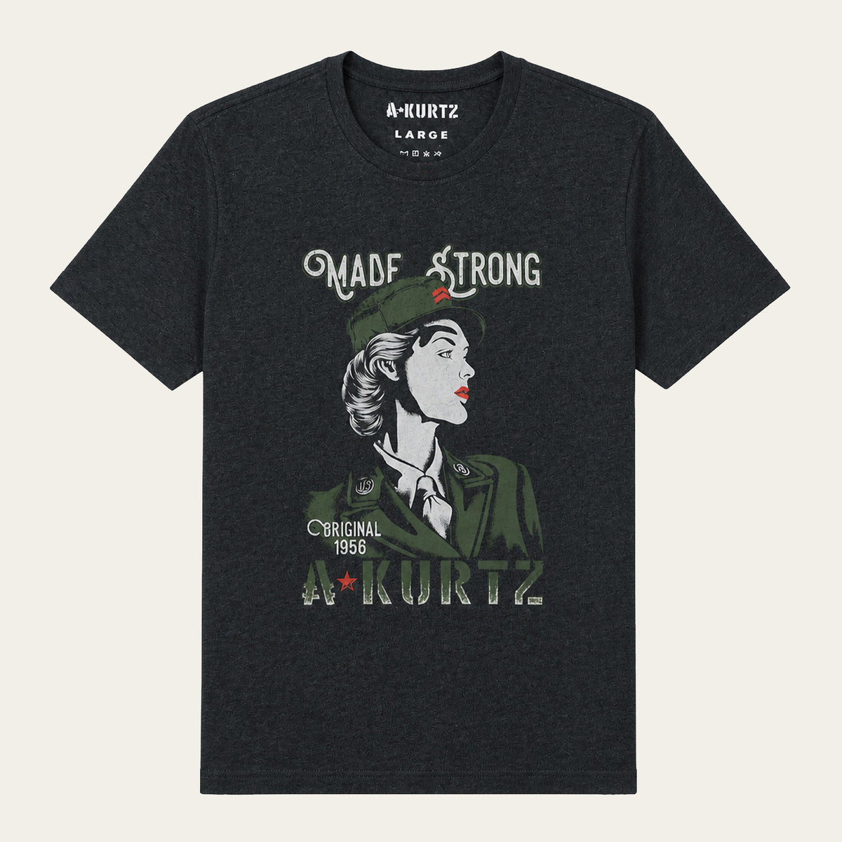 T-shirt vintage z nadrukiem – przód | color:charcoal