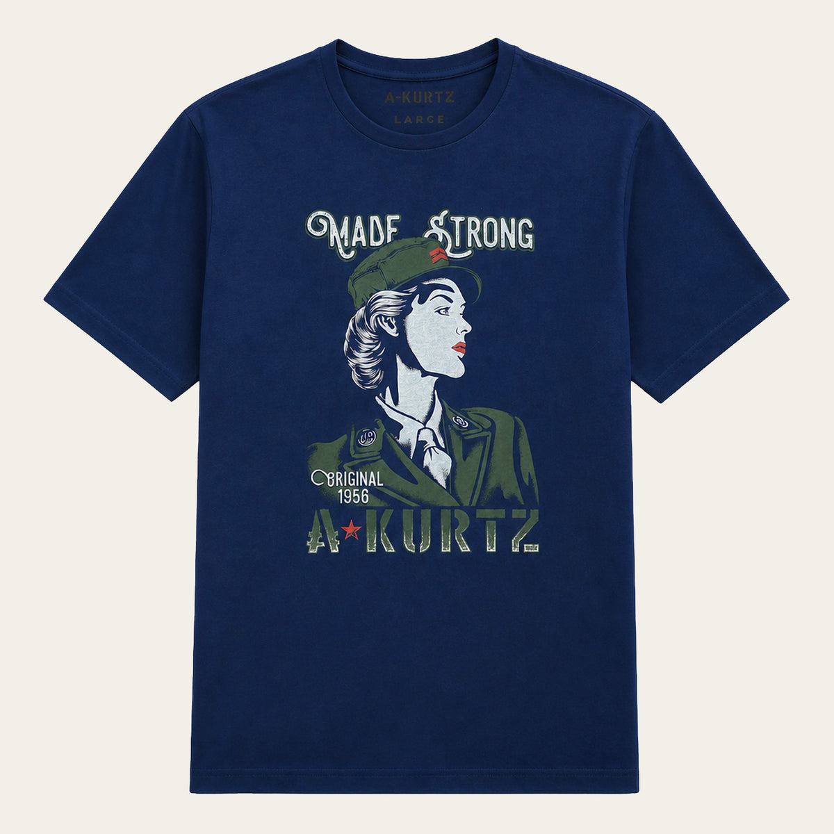 T-shirt vintage z nadrukiem – przód | color:airborne navy