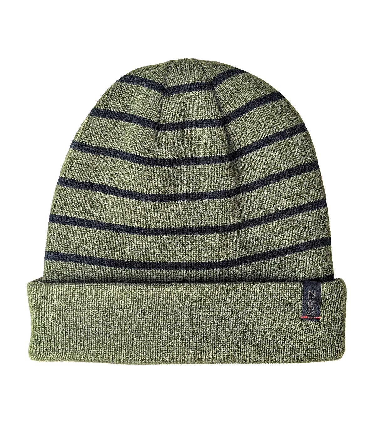 Czapka beanie w paski – zielona |color:Military