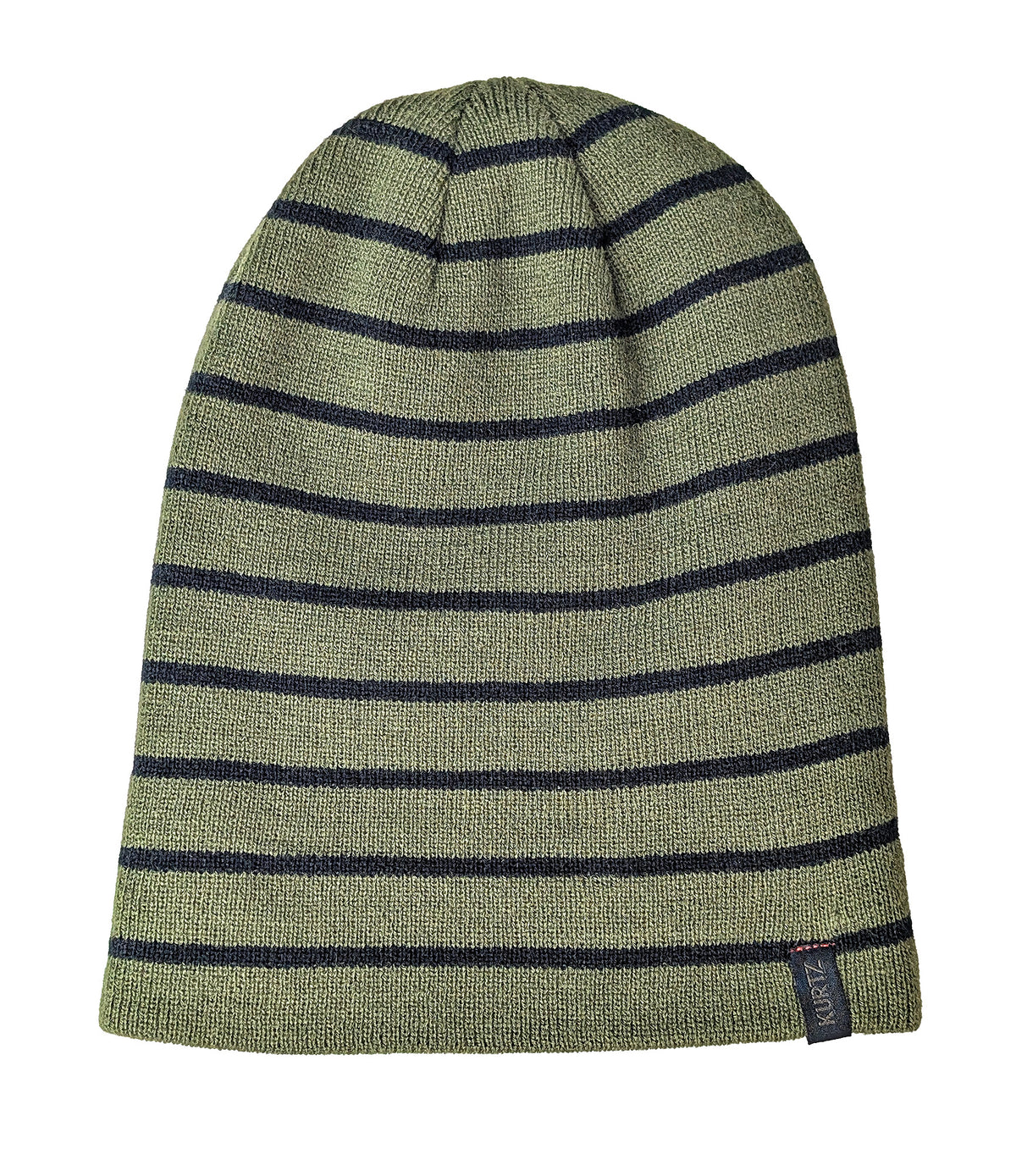 Czapka beanie w paski – zielona |color:Military