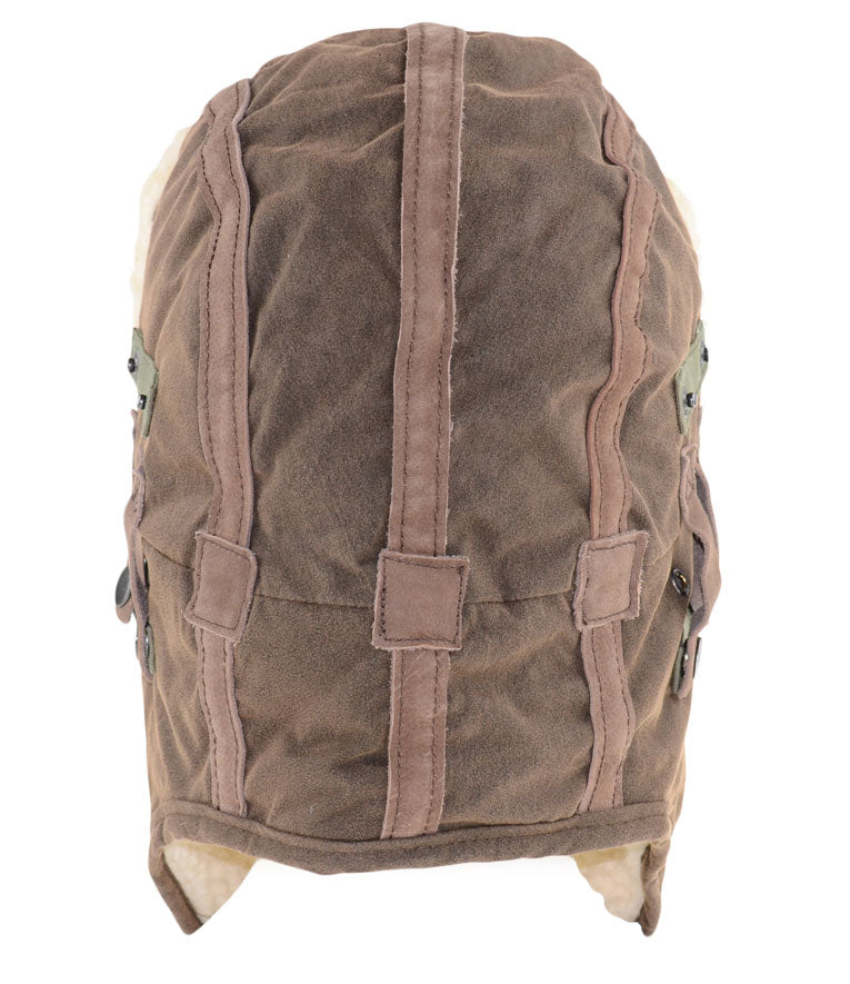 Skórzana czapka pilotka – brązowa |color:Military Brown