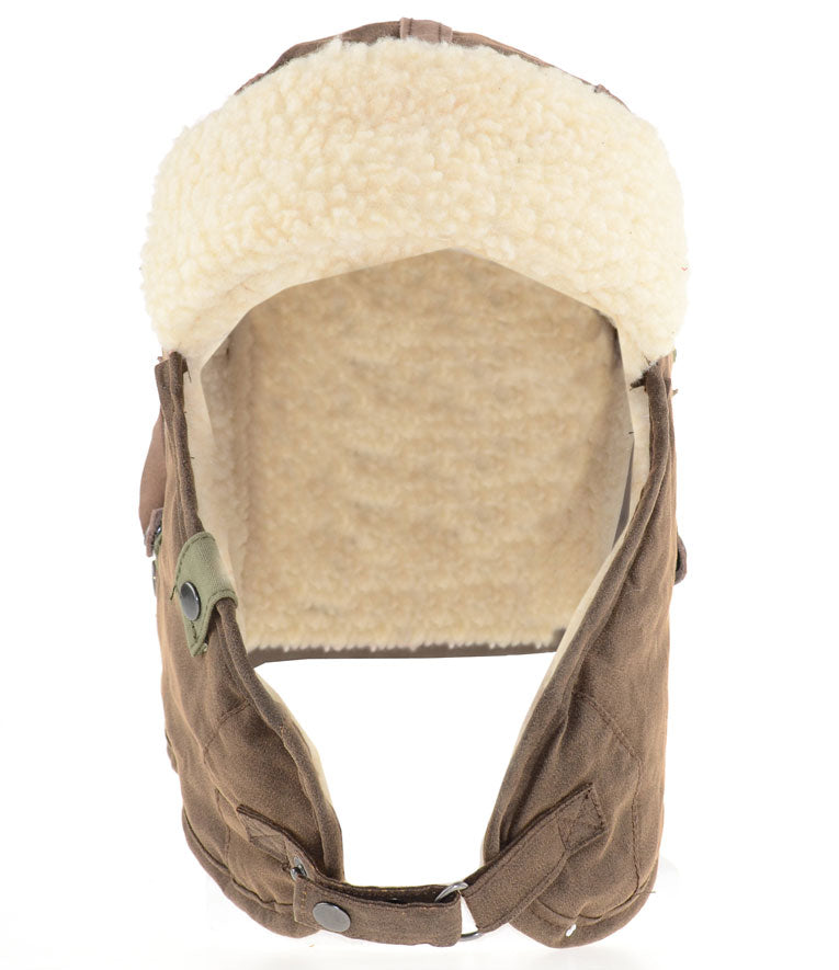 Skórzana czapka pilotka Major – brązowa |color:Military Brown
