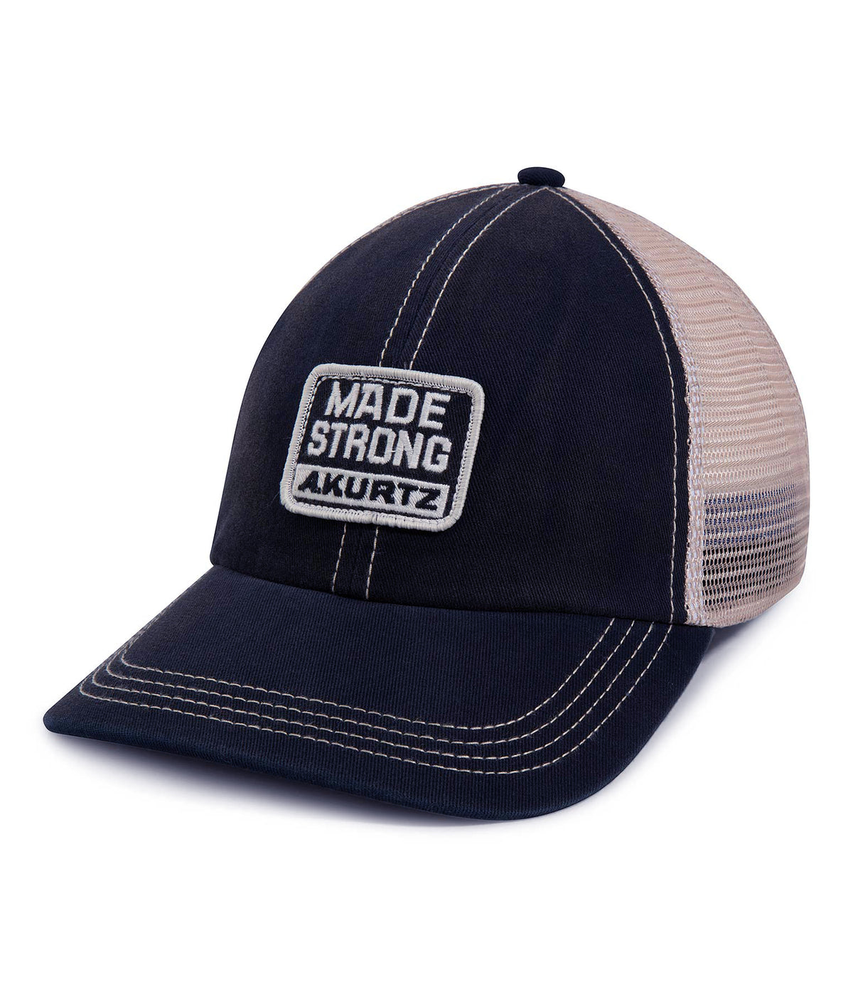 Contrast Stitch Trucker Cap - Navy |color:Navy