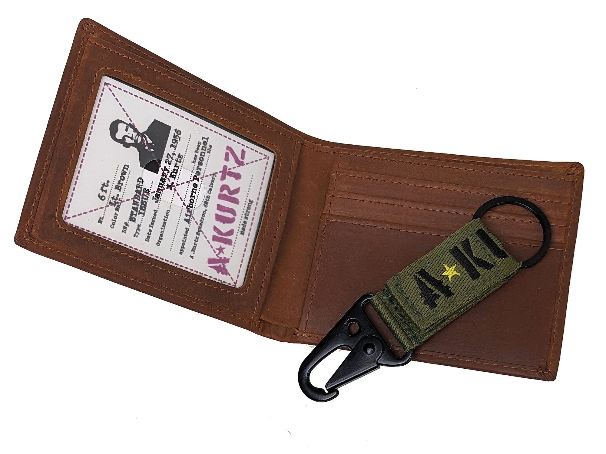 A.Kurtz Leather Wallet & Keychain Hook Combo - Green